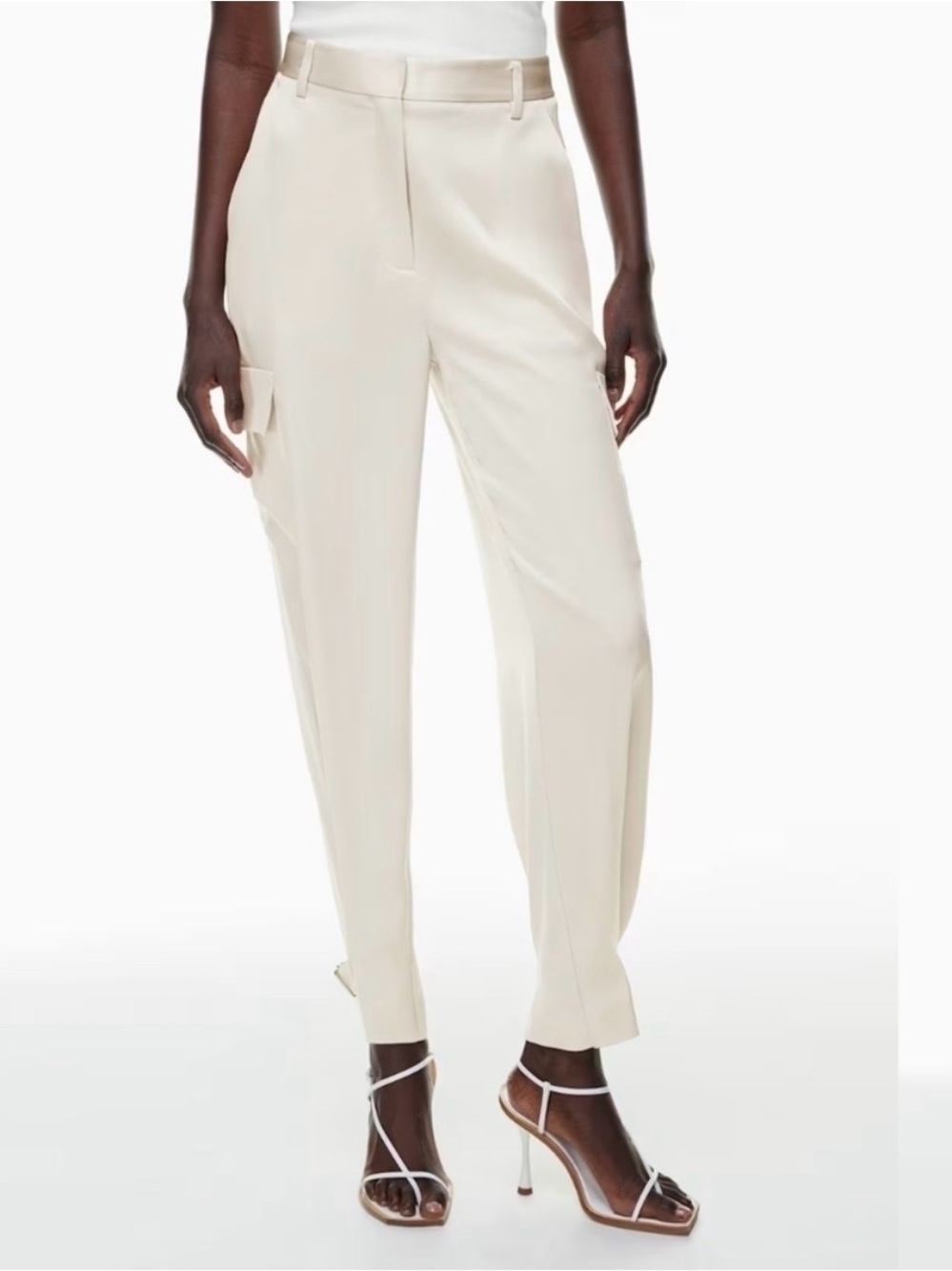 Aritzia Babaton Cream Tailored Cargo Trousers